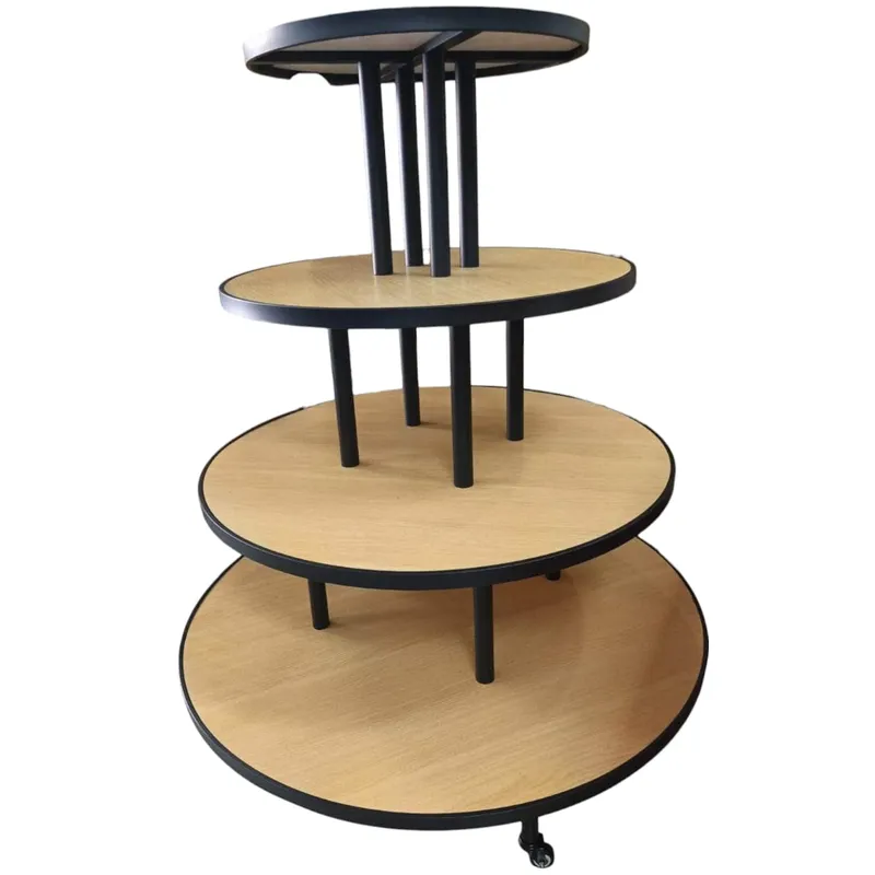 GENERICO - Exhibidor Redondo Metálico con Repisas de Madera Gms