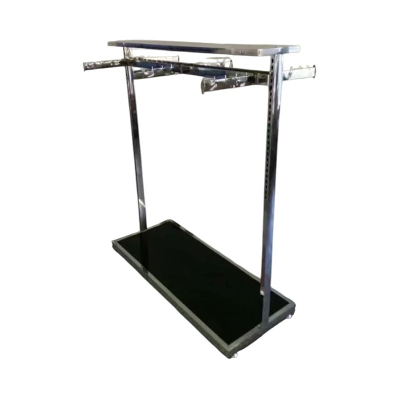 GENERICO - Perchero Exhibidor Metálico Doble Nivel Negro Gms