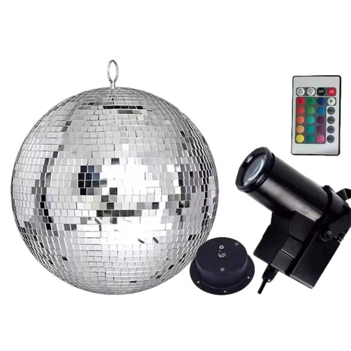 BESTOYS - Bola De Disco Espejo 30CM Incluye Motor y foco multicolor con control