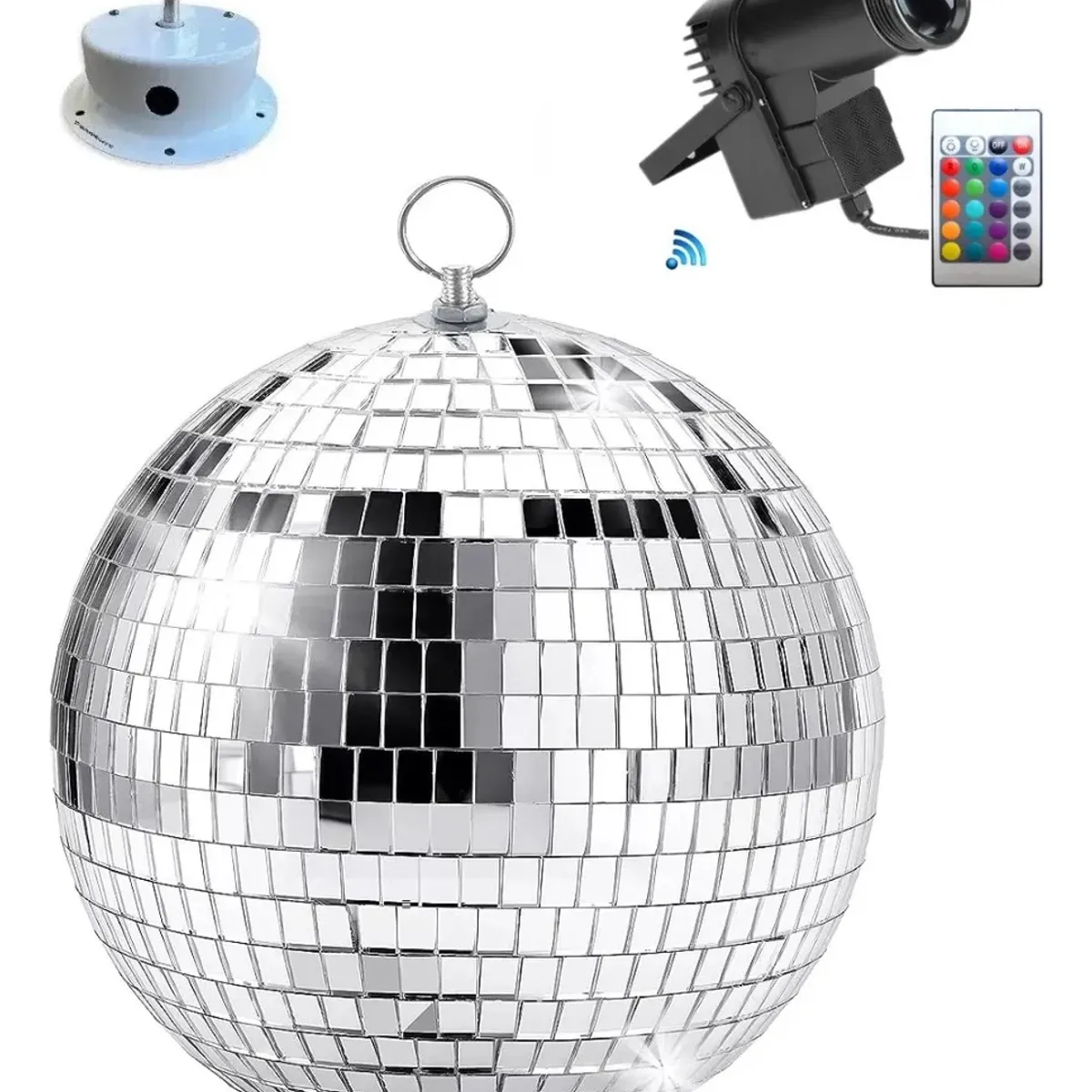 BESTOYS - Bola De Disco Espejo 30CM Incluye Motor y foco multicolor con control