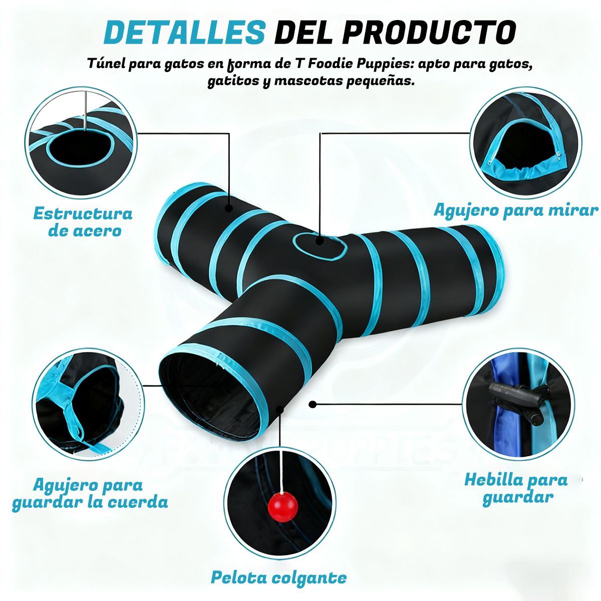 GENERICO - Juguetes Para Gatos Tunel 3 Vías Con Pelota Colgante Plegabl
