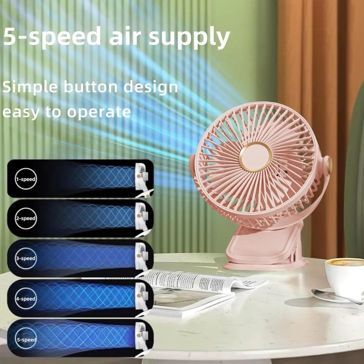 ATURE - Ventilador De Clip Con Luz Y Recargable