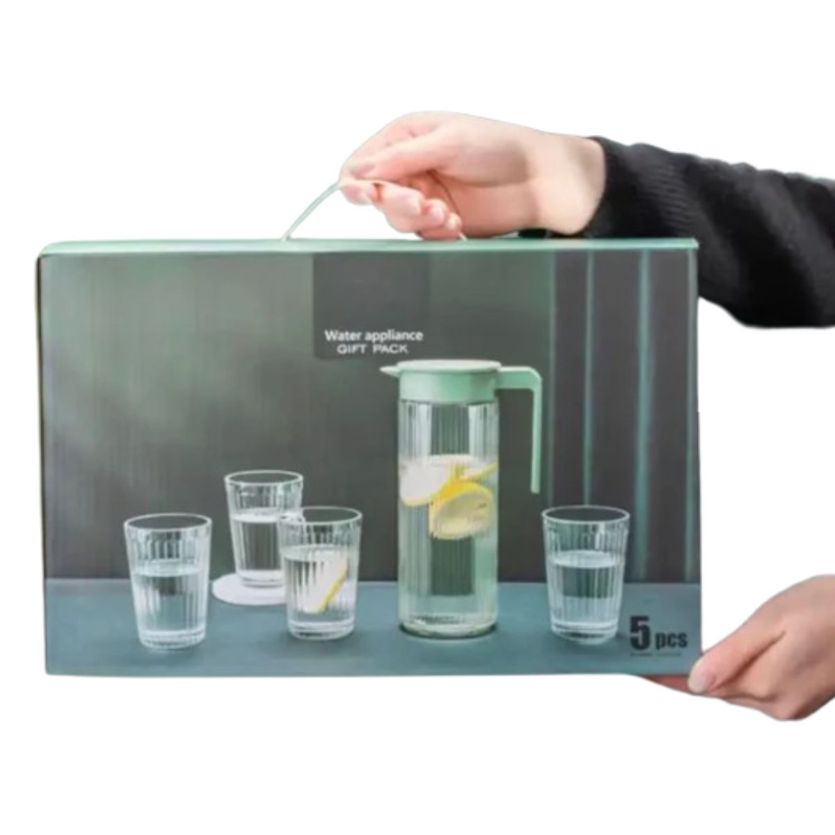 GENERICO - Set de Vasos + Jarra de Vidrio 5 Piezas