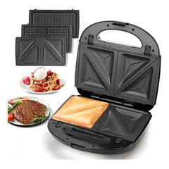 EVERSO - Sandwichera Parrilla Eléctrica Panini Antiadherente 750w