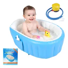 EVERSO - Tina Bañera Bebe Inflable Plegable Portátil Con Bomba Aire