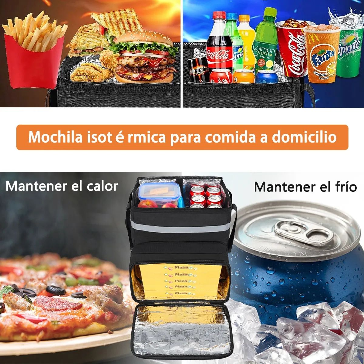 EVERSO - Bolso Mochila Térmica Delivery Expandible Ampliar A 455l