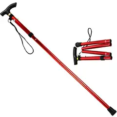 ATURE - Baston De Trekking Plegables Aluminio 85-95cm Rojo