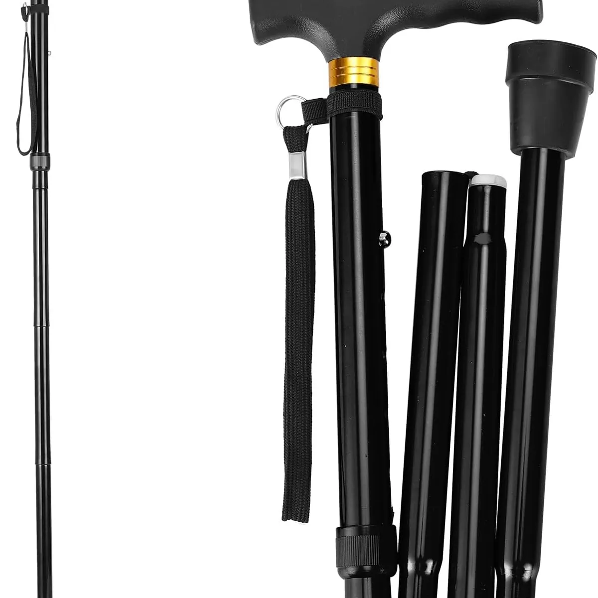 ATURE - Baston De Trekking Plegables Aluminio 85-95cm Negro