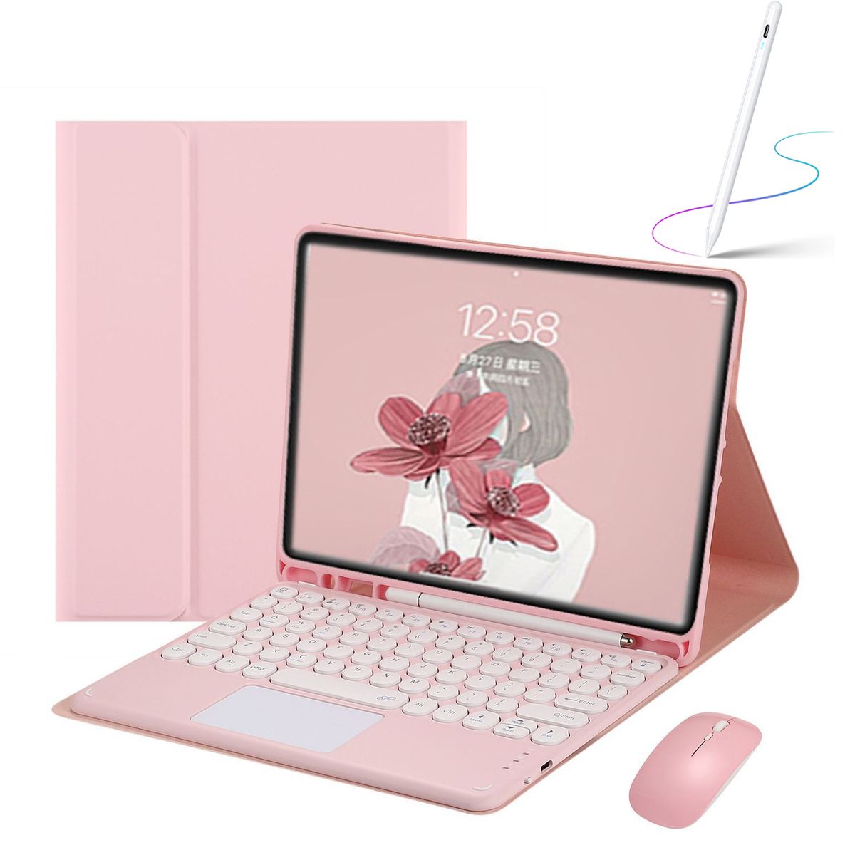 PUREPOWER - Funda Teclado Touchpad de Español y mouse para iPad 10.9 10ª  y iPad A16
