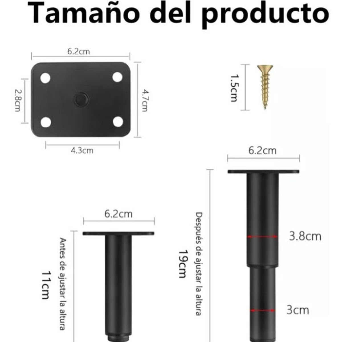 KINDA NICE - De 4 Patas Ajustables De Metal Para Mesa De Centro Y Taburet