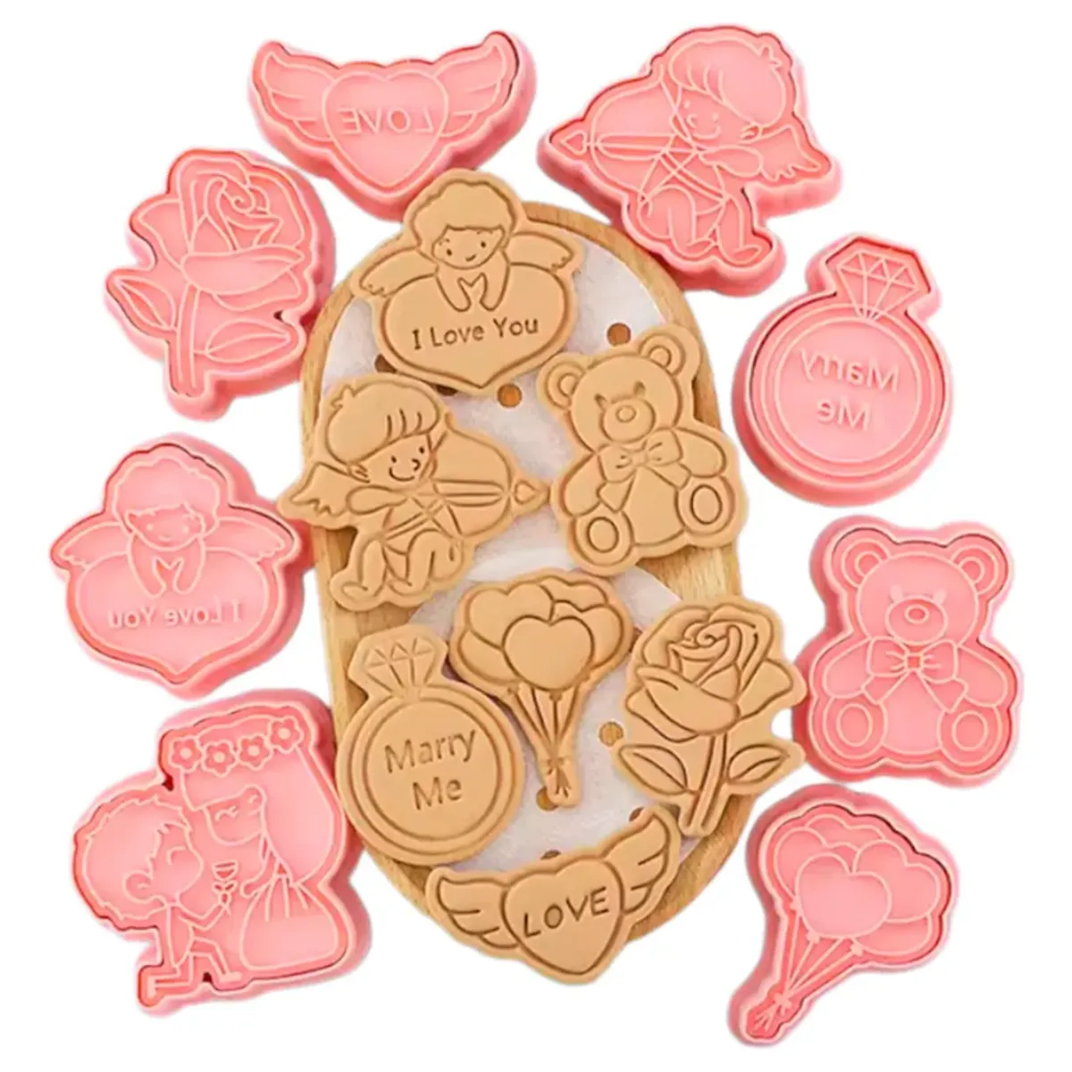 GENERICO - Set De Moldes Para Galletas 8 Piezas Románticas De Plástico