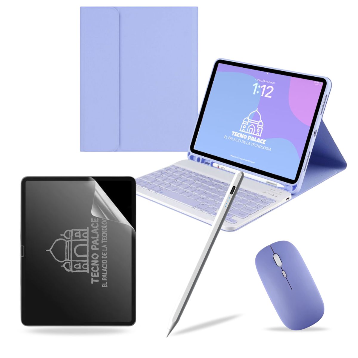 GENERICO - Pack Funda + Teclado Mouse + Lápiz + Paperlike para iPad Air 11 M2-M3