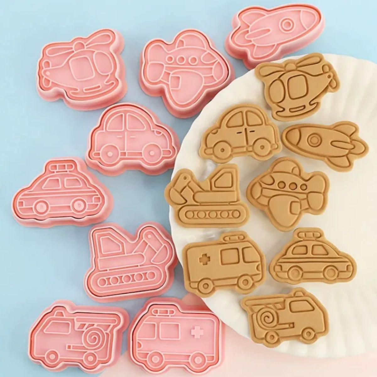 GENERICO - Set De Moldes Para Galletas 8 Piezas Medios De Transporte Plástico