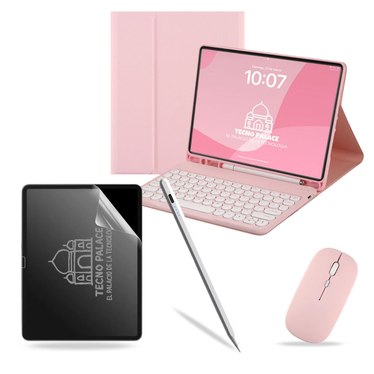 GENERICO - Pack Funda Teclado 2.0 Mouse + Lápiz + Paperlike para iPad 10.2 / 10.5