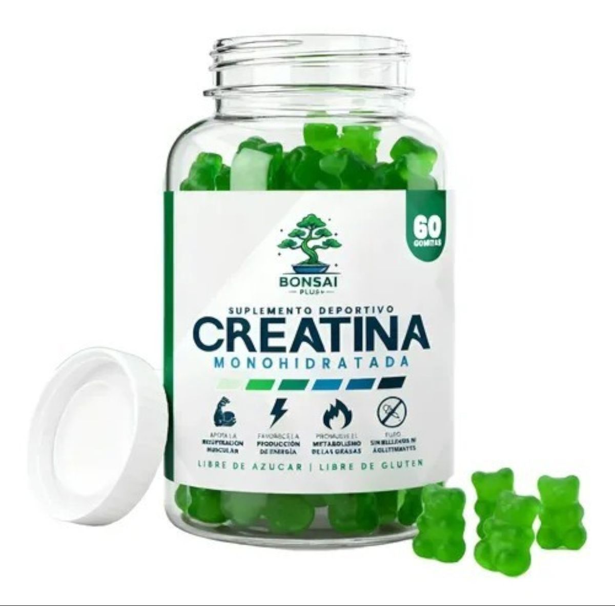GENERICO - Creatina Monohidratada 60 Gomitas 5g Gummies 30 Días Bonsai Plus+