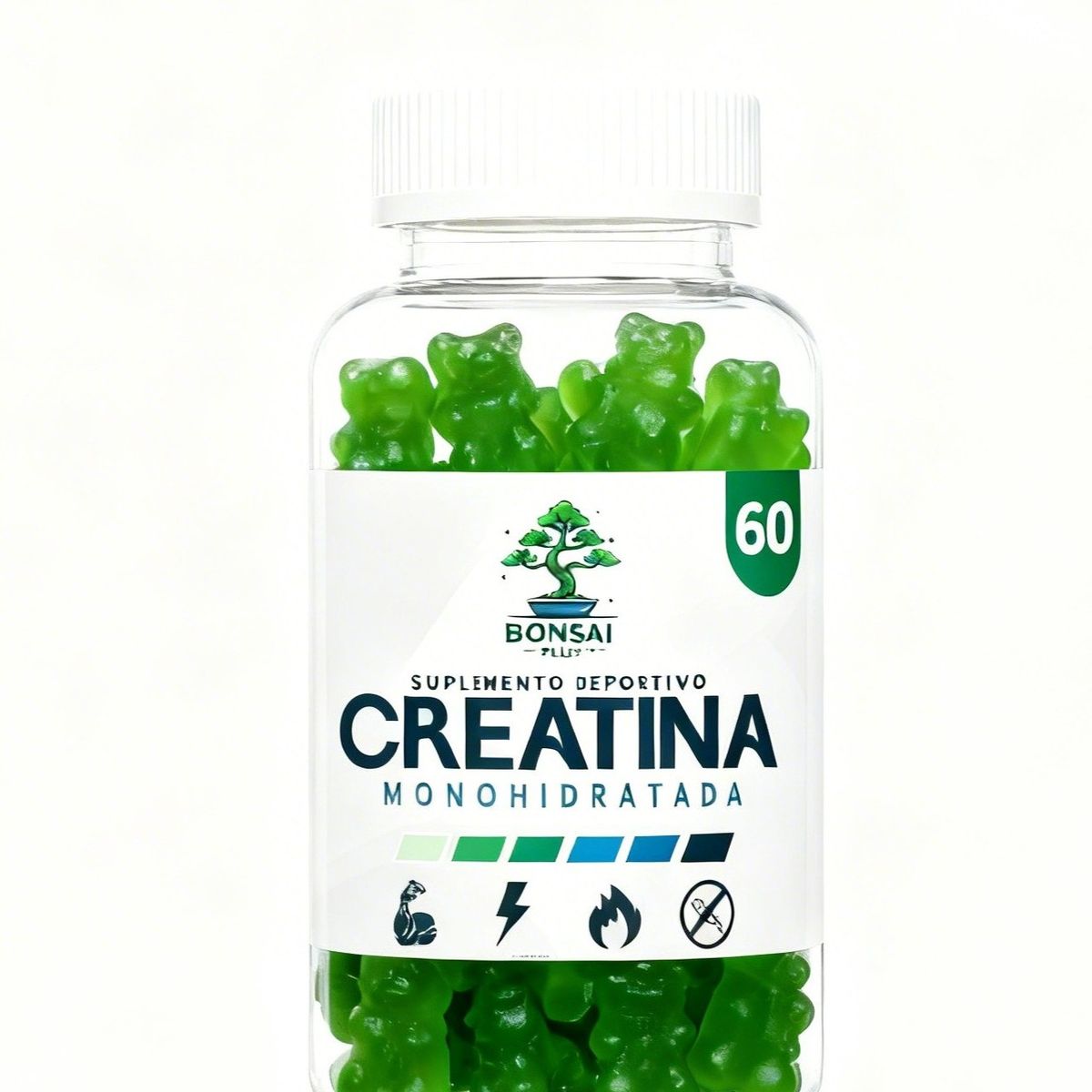 GENERICO - Creatina Monohidratada 60 Gomitas 5g Gummies 30 Días Bonsai Plus+