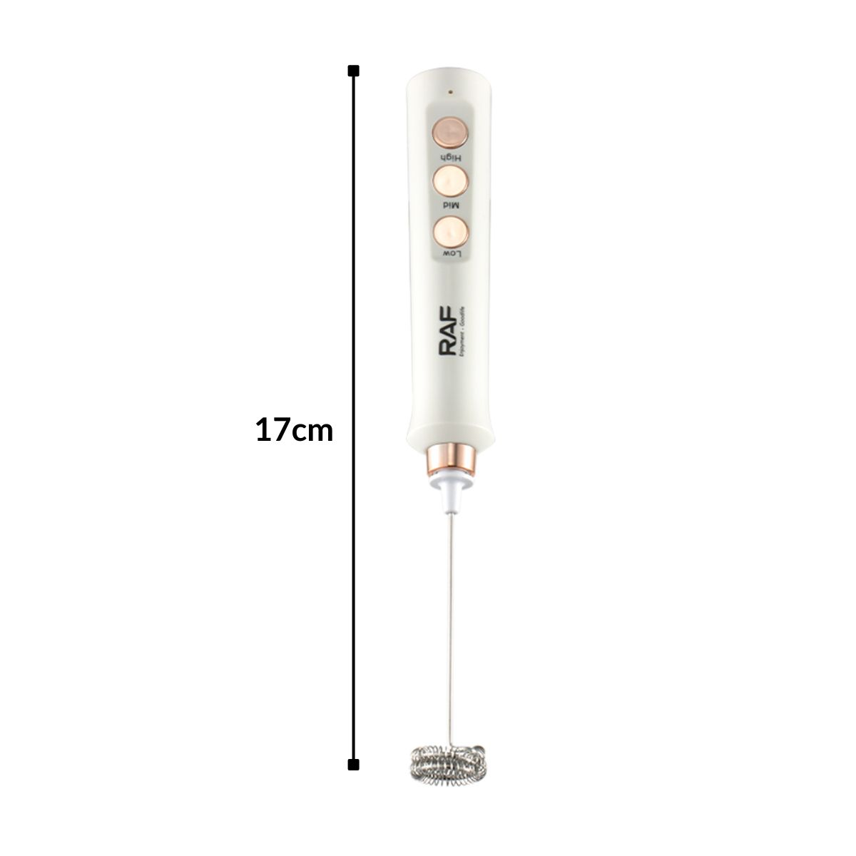 RAF - Mini Batidor De Mano Espumador Leche Huevo 3 En 1 Acero Inox