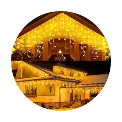 GENERICO - Luces Cascada Navideñas Solar Led 5mt Calida 240 LED