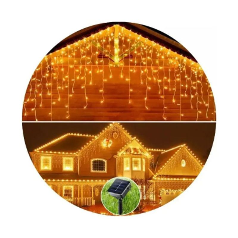 GENERICO - Luces Cascada Navideñas Solar Led  8mt Calida 360 LED
