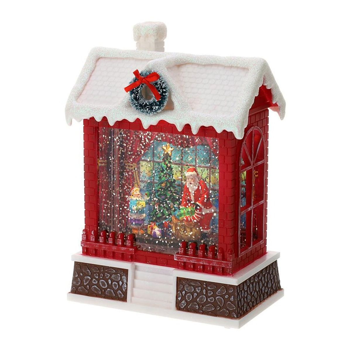 WAKESHOME - Luces De Navidad Casita Adorno De Pascua Arbol Navideño Rojo