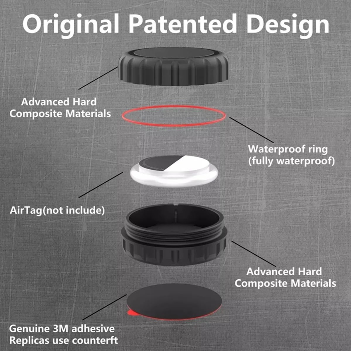 GENERICO - Kit 4 Fundas Impermeable Para Airtag Resistente Con Adhesivo Negro