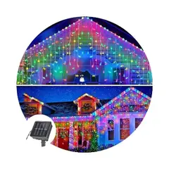 GENERICO - Luces Cascada Navideñas Solar Led 3mt Multicolor 144 LED