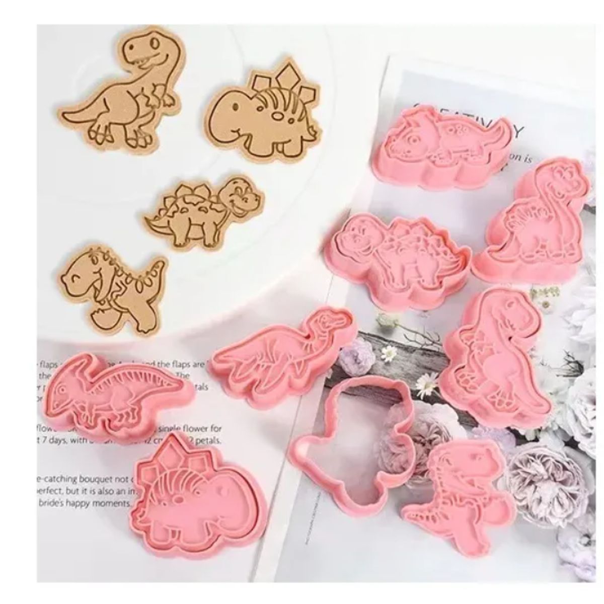 GENERICO - Set De Moldes Para Galletas 8 Piezas Dinosaurios De Plástico