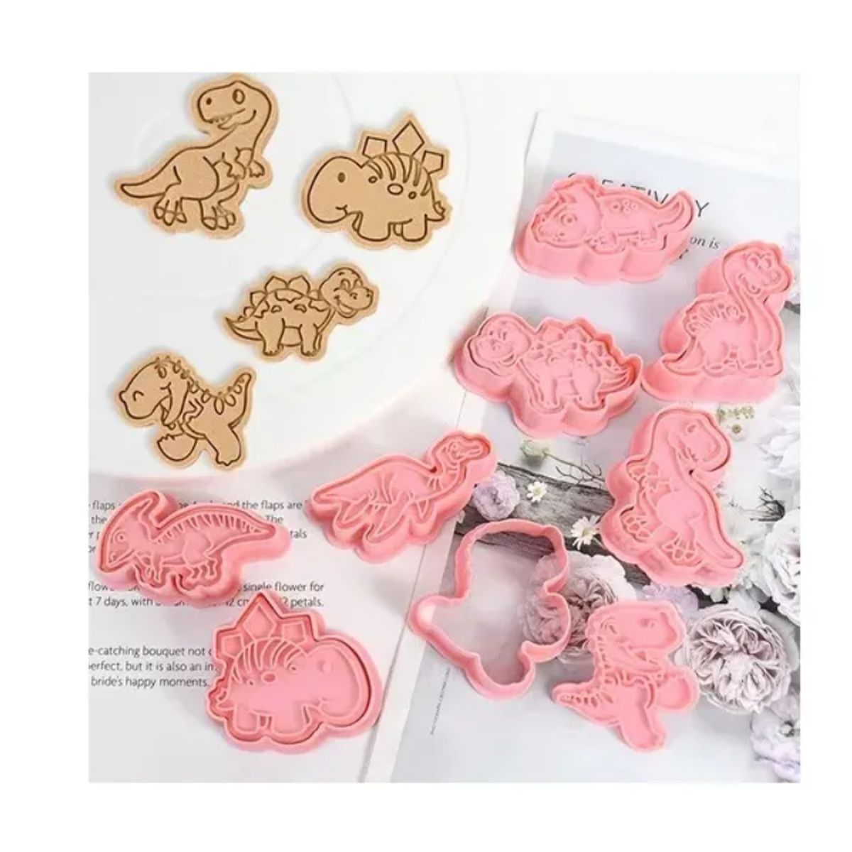 GENERICO - Set De Moldes Para Galletas 8 Piezas Dinosaurios De Plástico