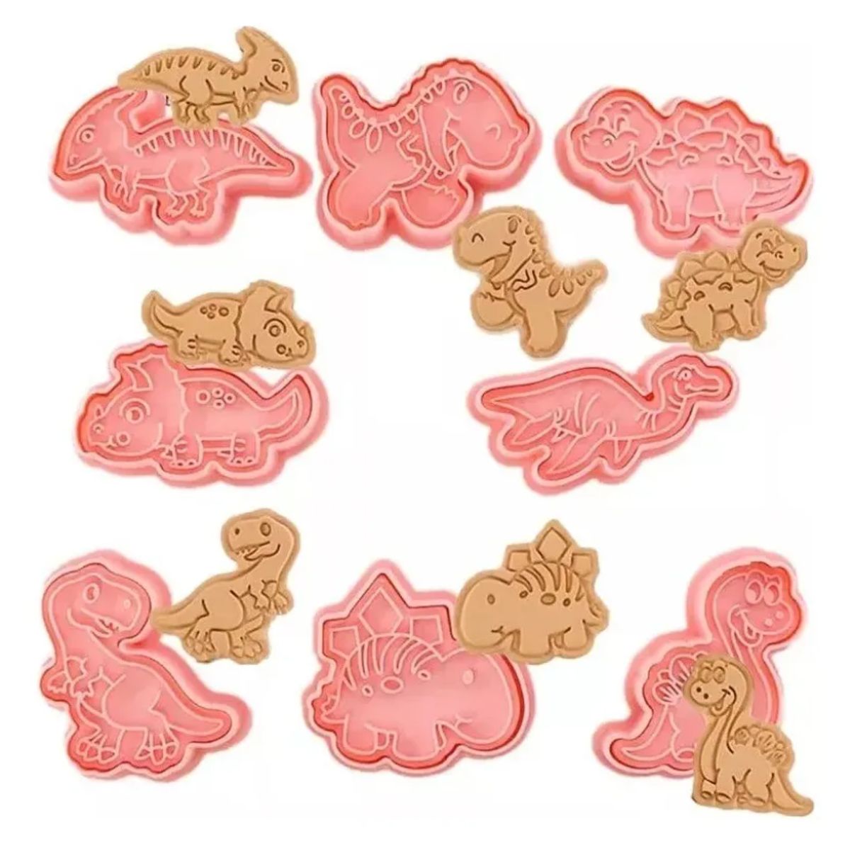 GENERICO - Set De Moldes Para Galletas 8 Piezas Dinosaurios De Plástico
