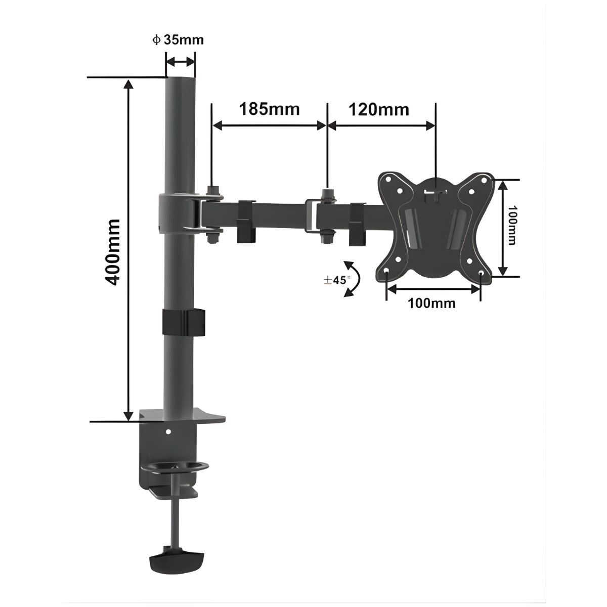 GENERICO - Soporte Para Monitor Tv Televisor Brazo Ajustable 13 A 27