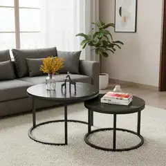 GENERICO - Mesa Auxiliar De Centro Doble Melamina grande 70x50cm pequeña 34x40cm