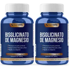 SUPLIDAILY - Bisglicinato de Magnesio 120 Cápsulas Alta Absorción Pack X2