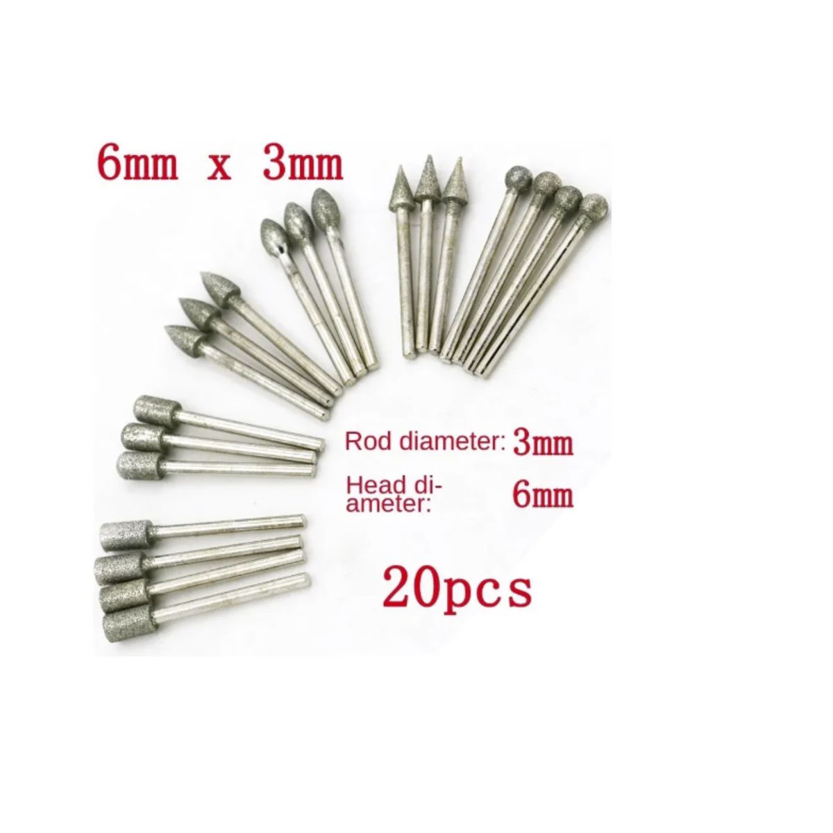 GENERICO - Set 20 Accesorios Puntas Pulido herramientas rotativas 3mm