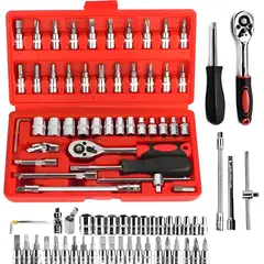GENERICO - Juego De Herramientas Mecánicas Dados Acero Kit 46pc