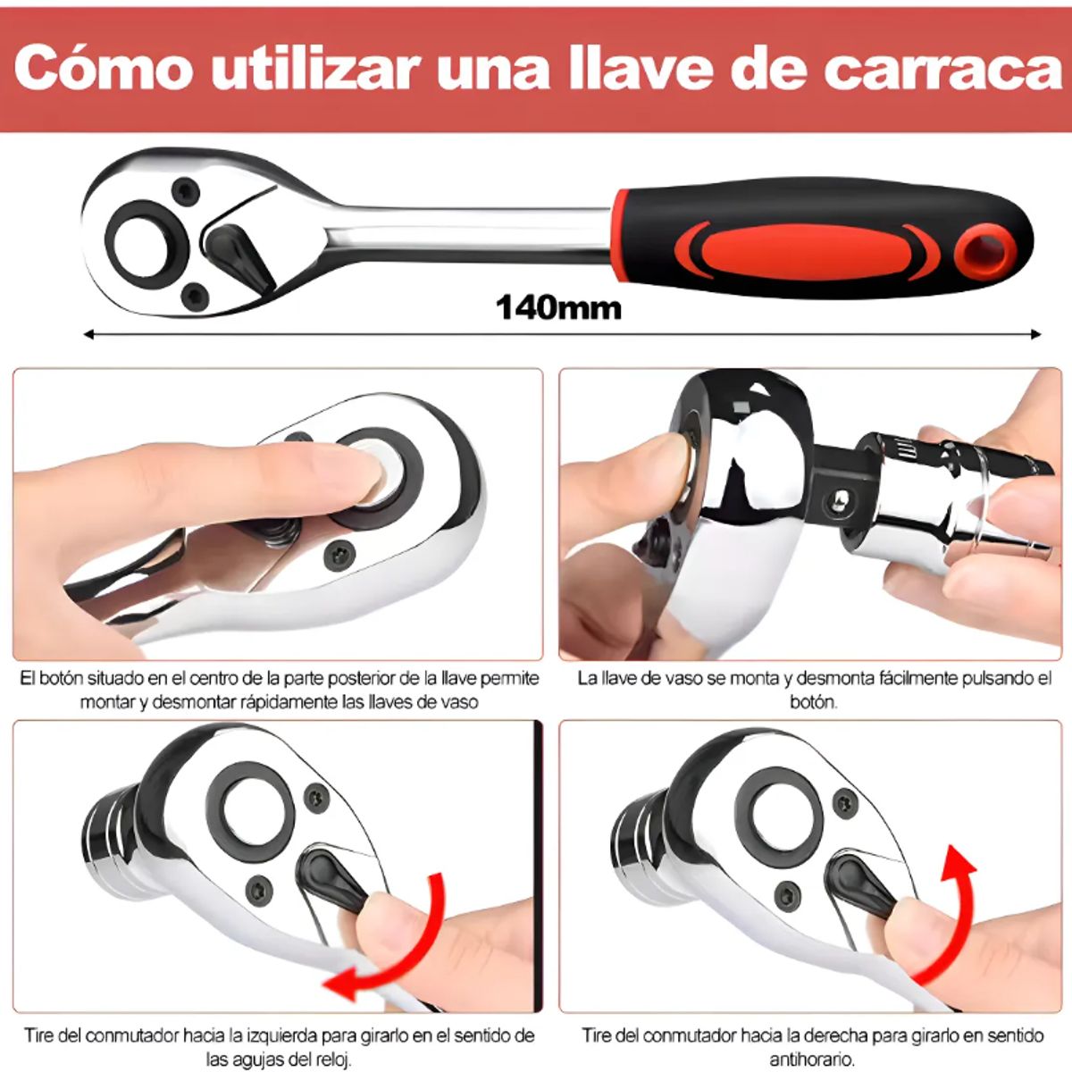 GENERICO - Juego De Herramientas Mecánicas Dados Acero Kit 46pc