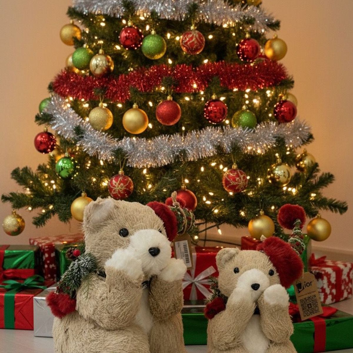 WAKESHOME - Adorno Para Árbol De Navidad Oso Peluche Navideño