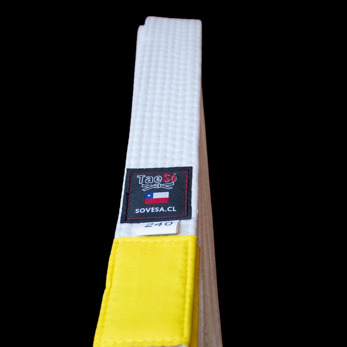 GENERICO - Cinturón Artes Marciales 300 cms colores TaeSó BLANCO PUNTA AMARILLA