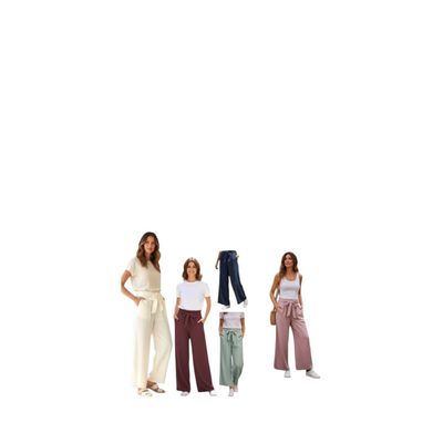 Imagen 2 del producto Pack 3 Pantalones Palazos Tela Mujer Colores Surtidos
