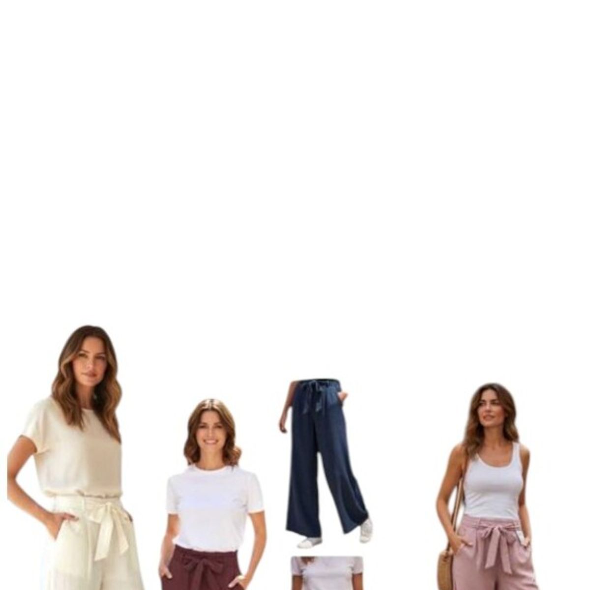 AGW - Pack 3 Pantalones Palazos Tela Mujer Colores Surtidos