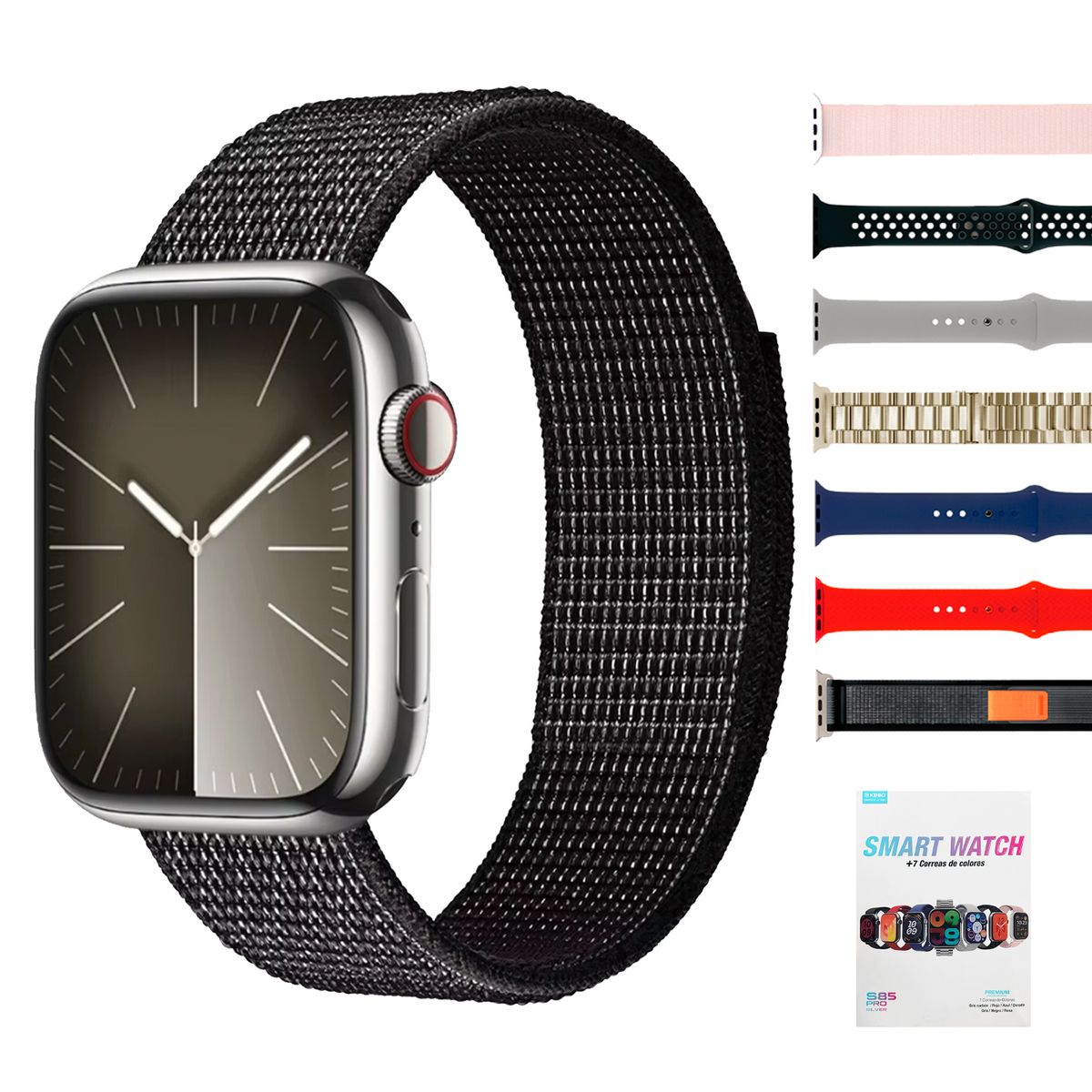 KBOD - Reloj Inteligente Smartwatch Kbod S85 Pro Con Set De 7 Correas Plateado