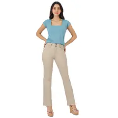 TENTATION - Pantalon Gabardina Recto TA Doble Boton Arena