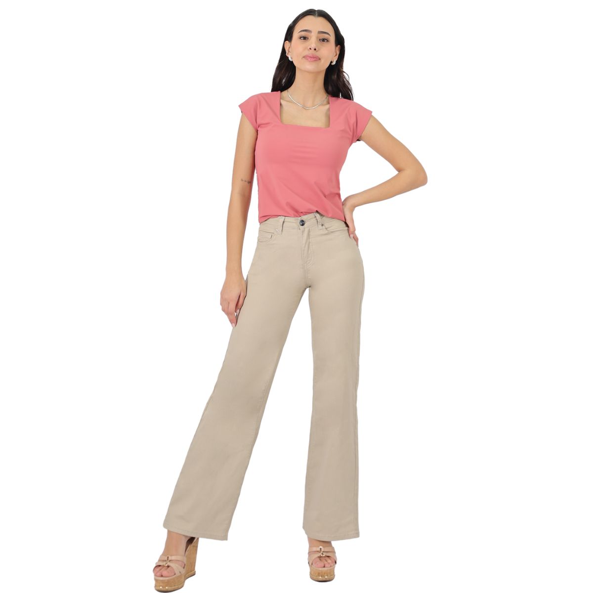 TENTATION - Pantalon Gabardina Wide Leg Tapeta TA Arena