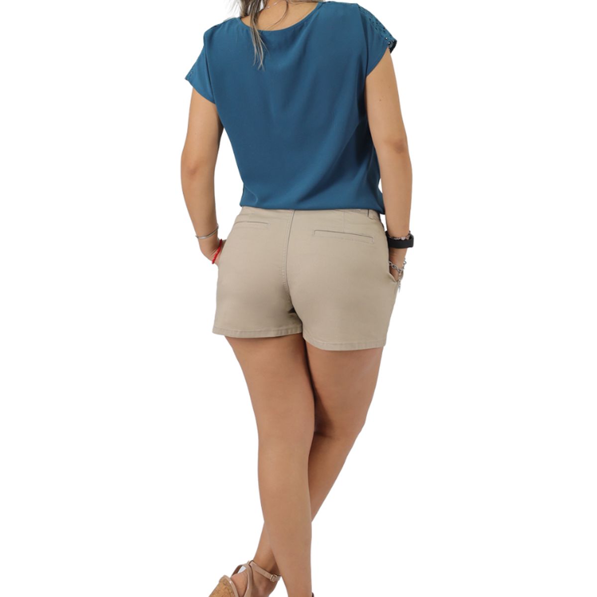 TENTATION - Short Gabardina Bolsillo Parche Arena