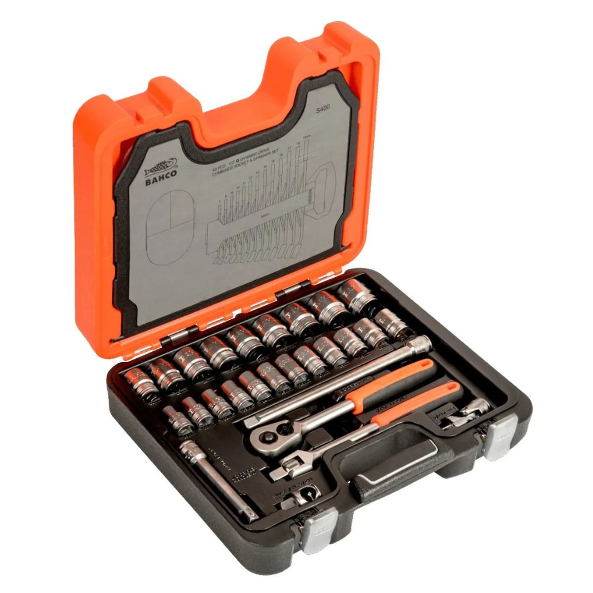 BAHCO - Juego De Dados De 1/2 + Llaves Combinadas 40 Pzs. Bahco S400