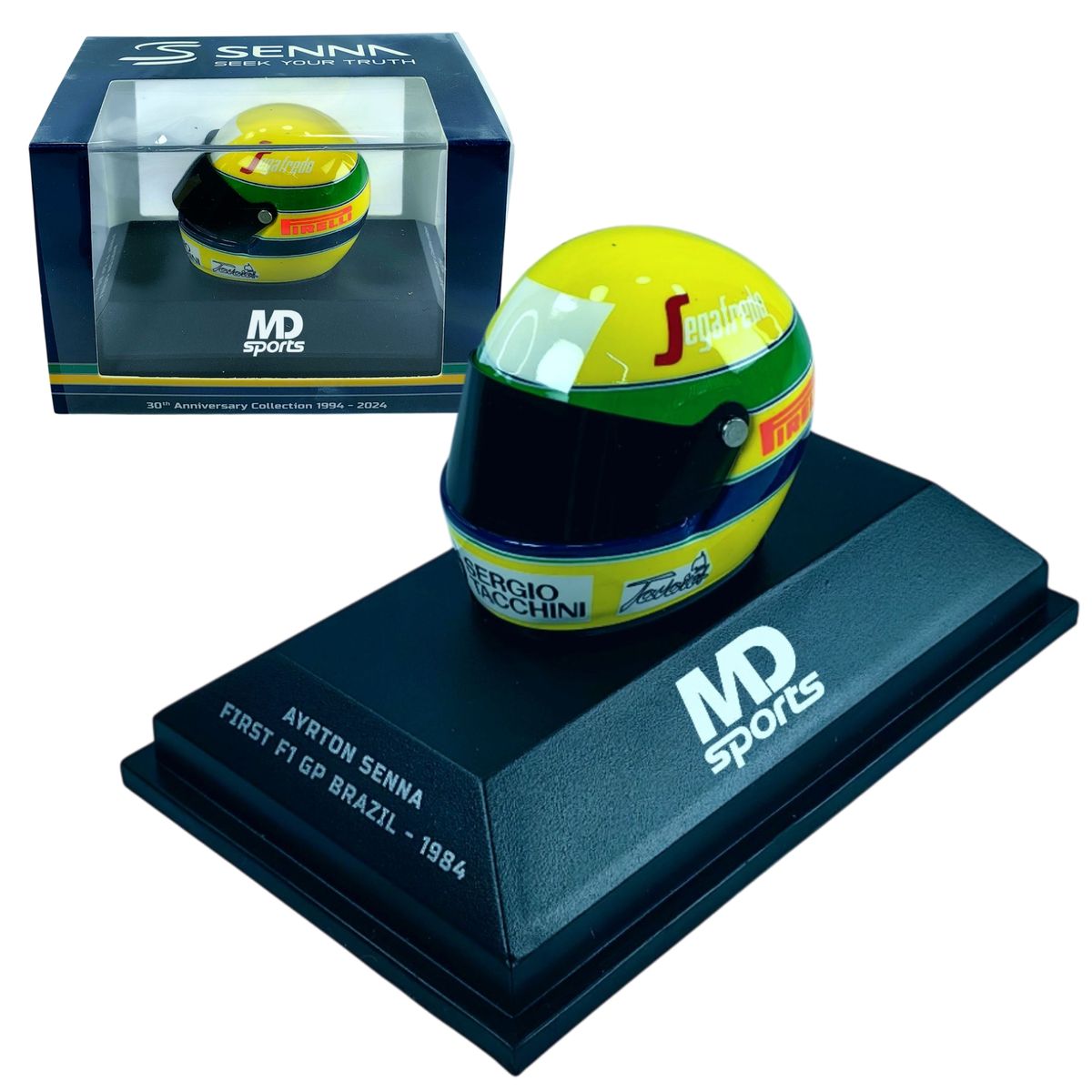 FORMULA 1 - Casco Formula 1 Ayrton Senna 1984 GP Brazil Minichamps 1:8
