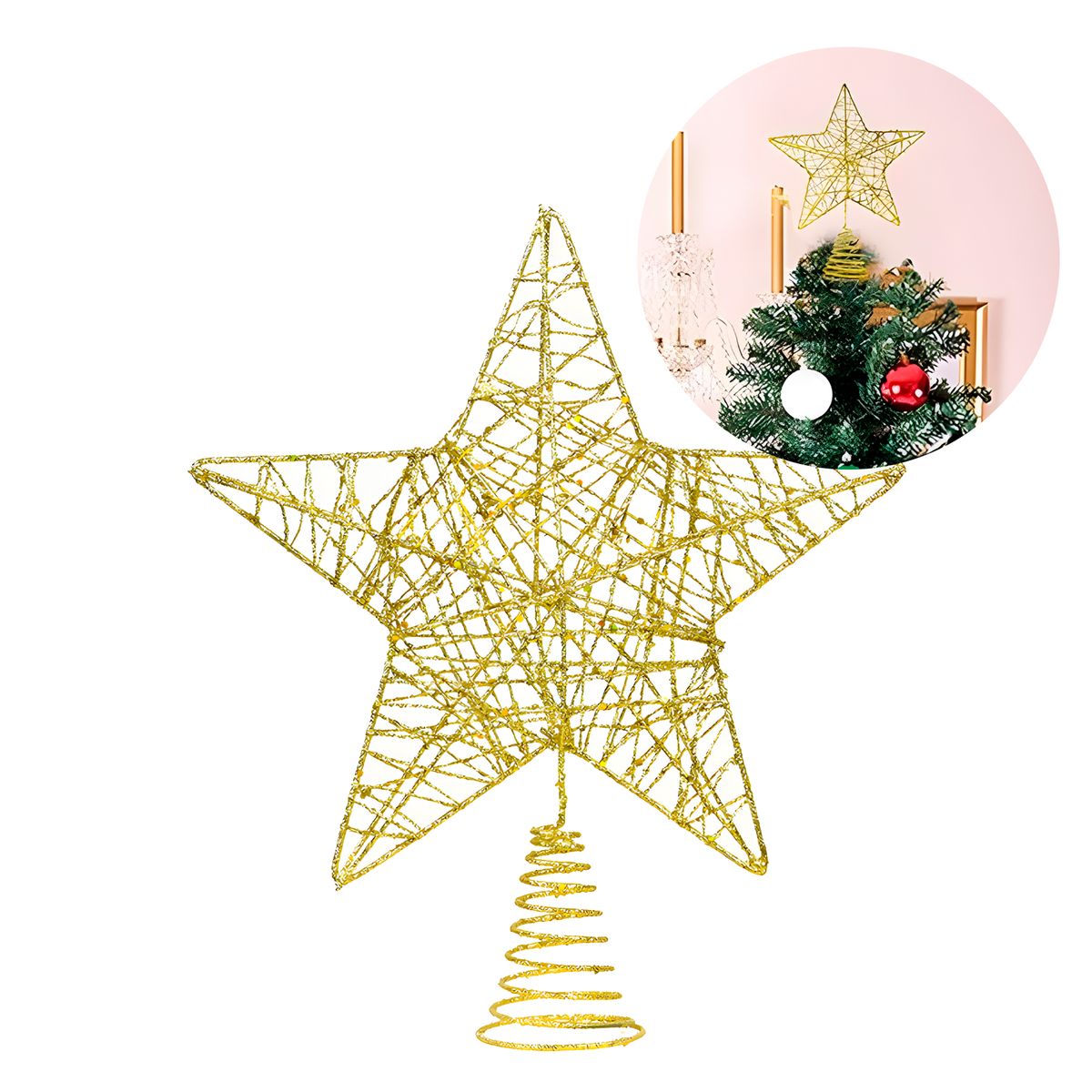 GENERICO - Estrella Navidad Dorada Árbol Decoración Adorno 13x18 CM