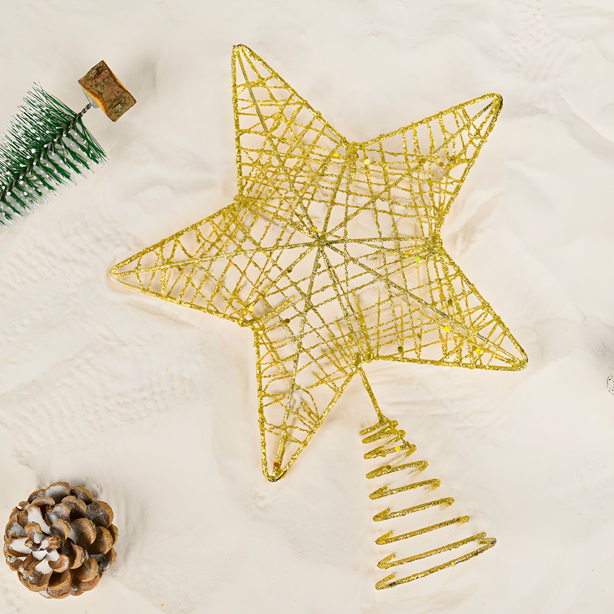 GENERICO - Estrella Navidad Dorada Árbol Decoración Adorno 13x18 CM