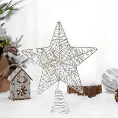 GENERICO - Estrella Navidad Plateada Árbol Decoración Adorno 13x18 CM