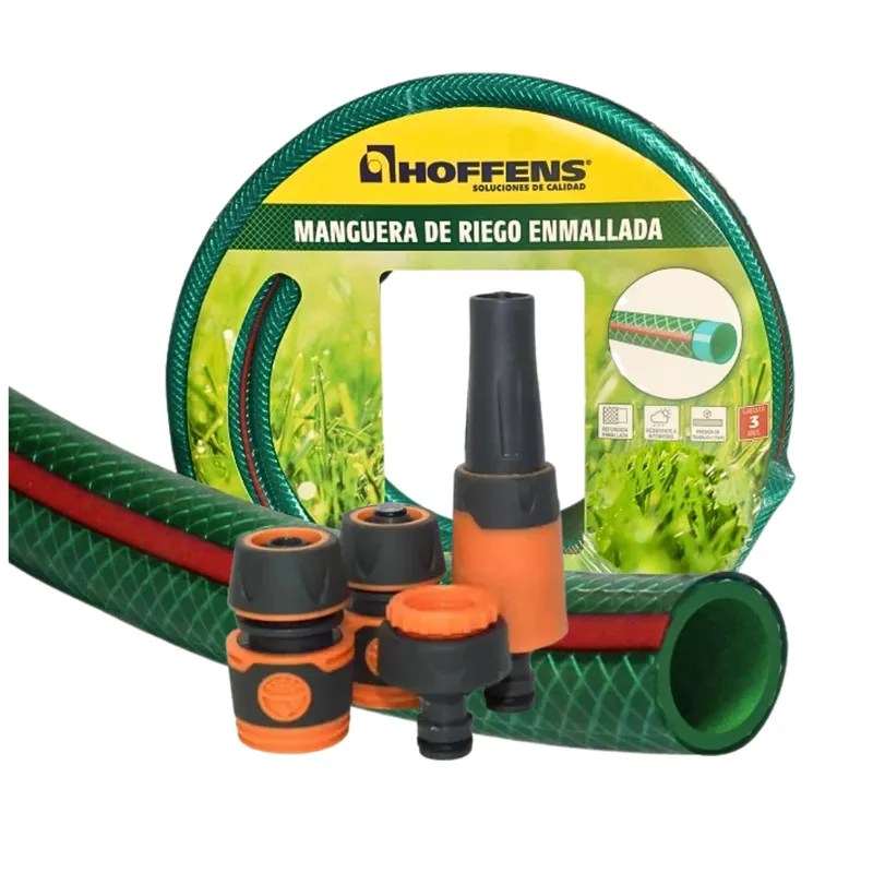 HOFFENS - Kit Manguera + Accesorios 1/2"10Mts Enmallada Verde HOFFENS