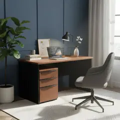 GENERICO - Escritorio Siena 120x60 Cm + Cajonera Móvil 3 Cajones Oficina Cerezo